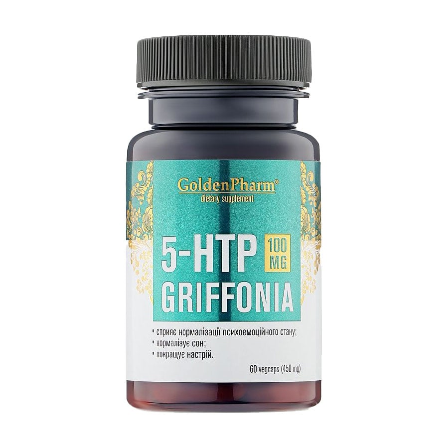 5-гідрокситриптофан Golden Pharm 5-HTP Griffonia, 100 мг, 60 капсул